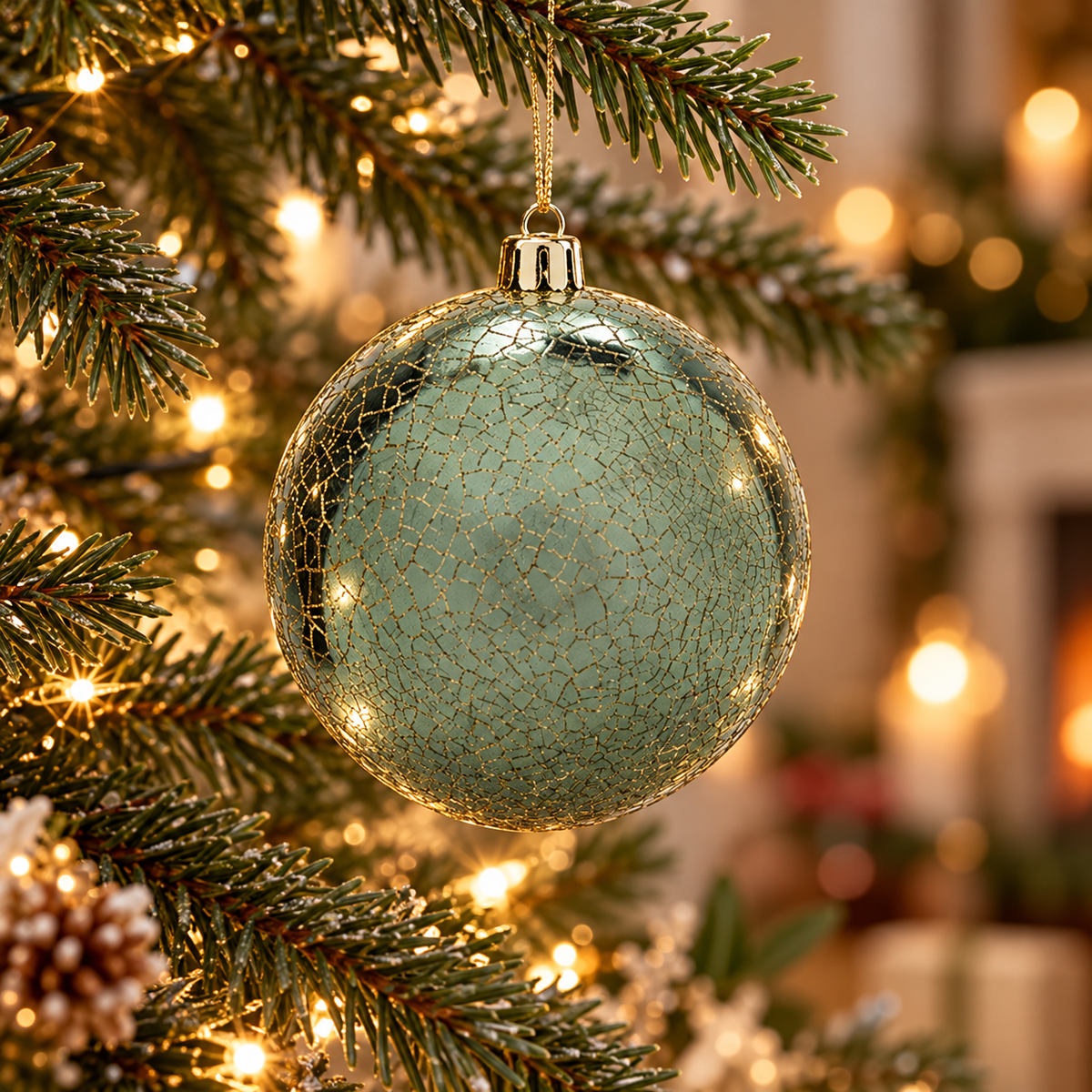 Cypress Gold Crackle Plastic Christmas Baubles