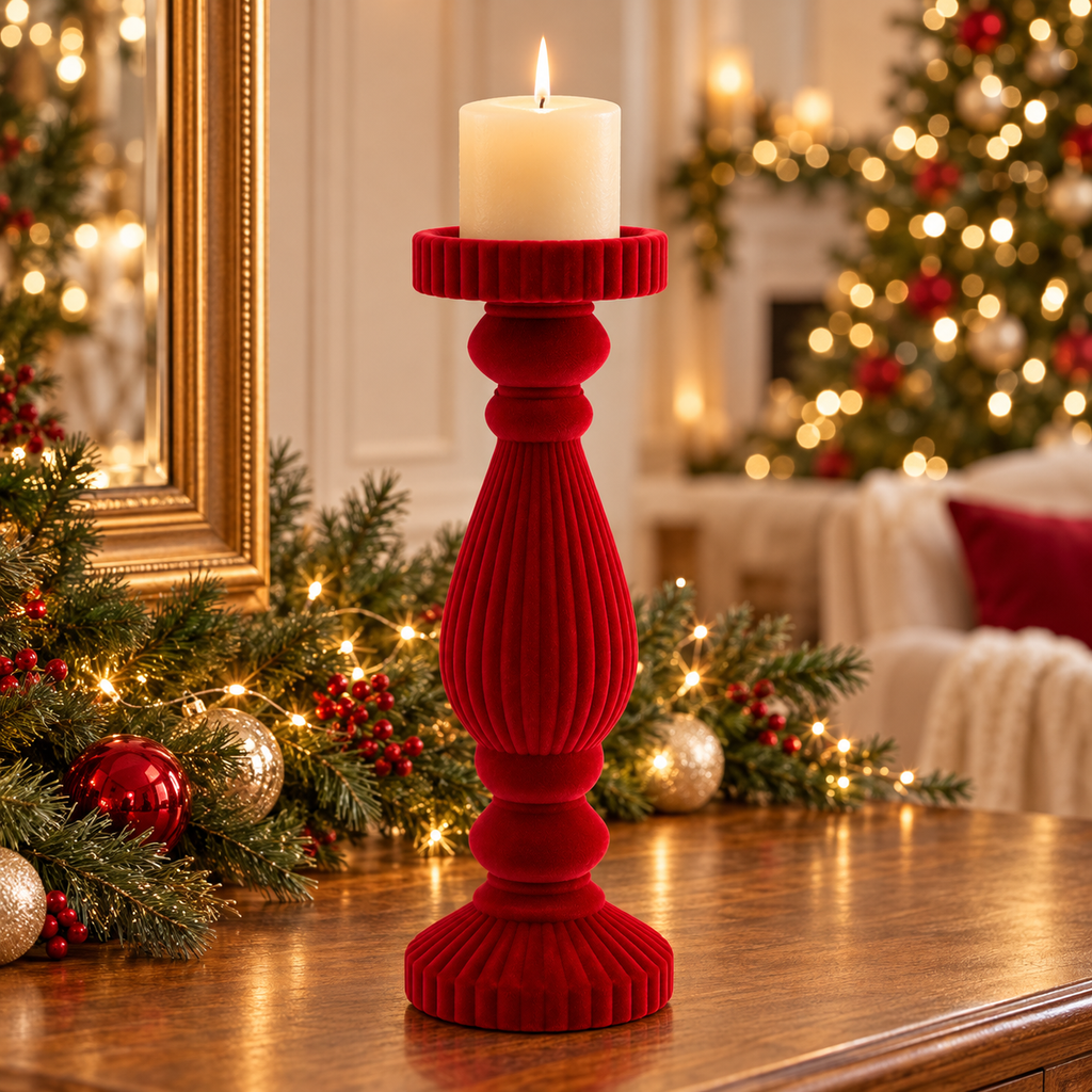 Red Velvet Candle Holder
