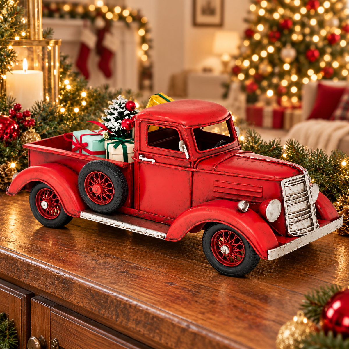 Retro Metal Christmas Truck