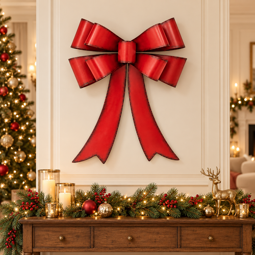 Red Metal Christmas Bow
