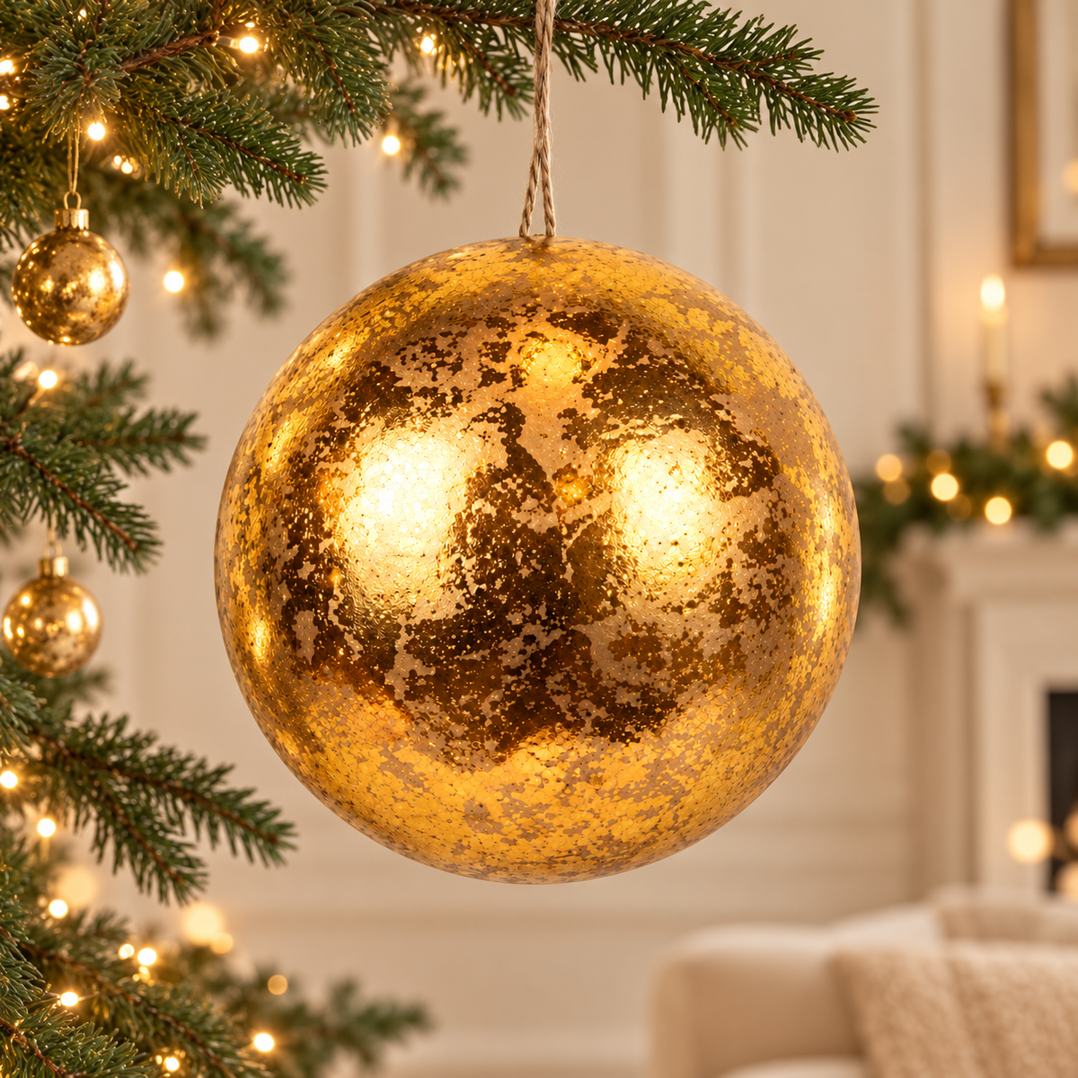 Metallic Gold Foam Christmas Bauble
