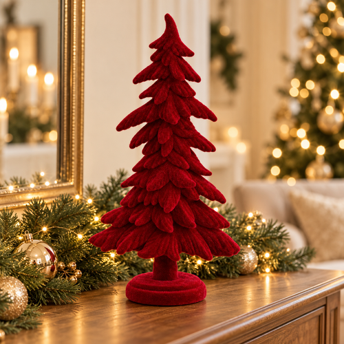 Red Velvet Resin Christmas Tree