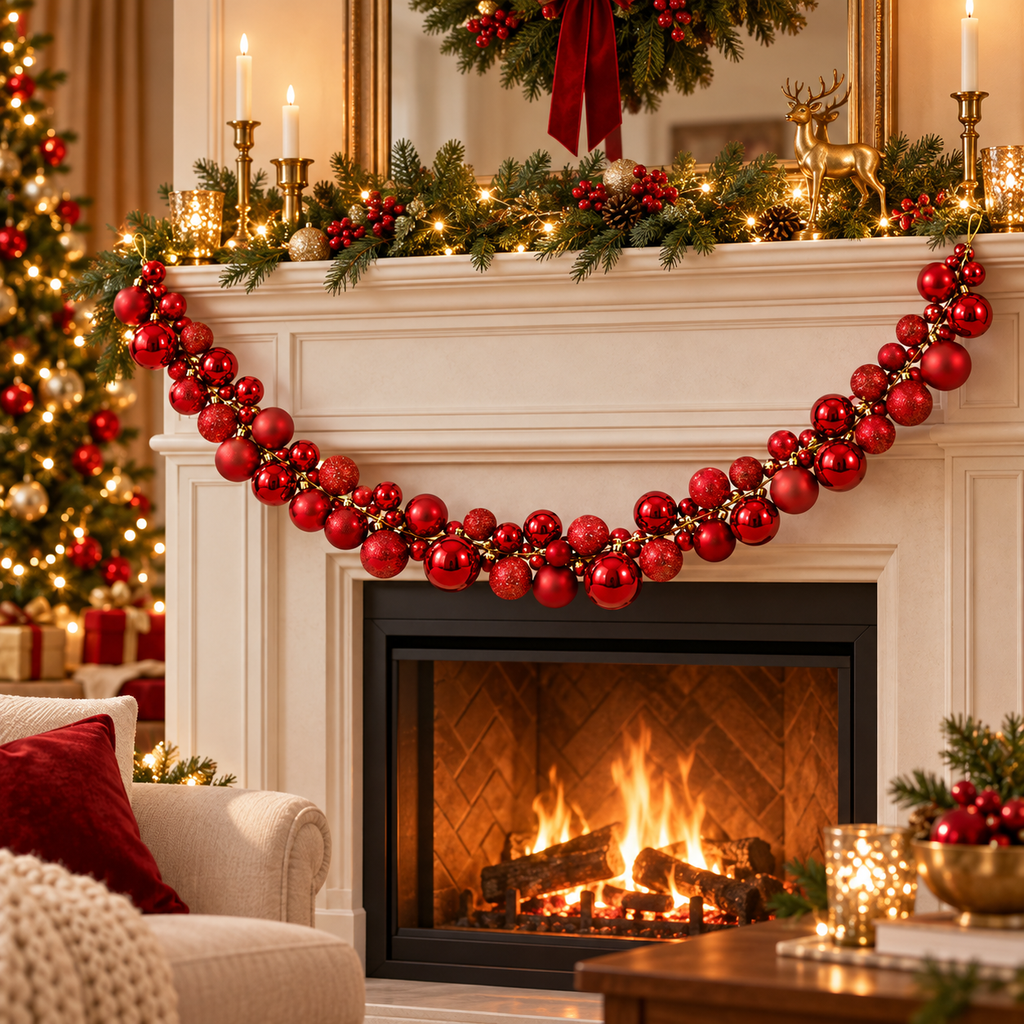 Red Christmas Bauble Garland
