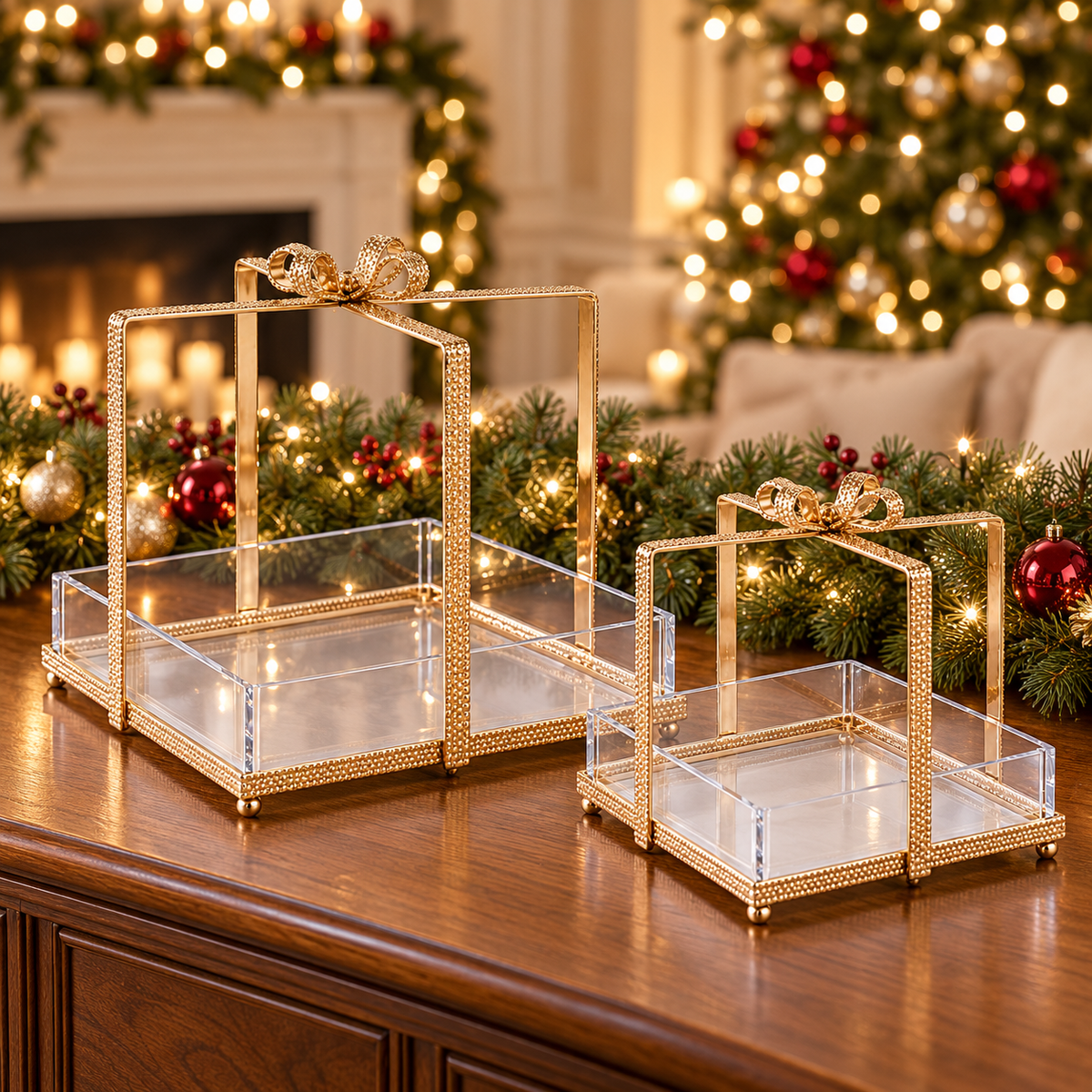 Gold Metal Gift Decoration with Acrylic