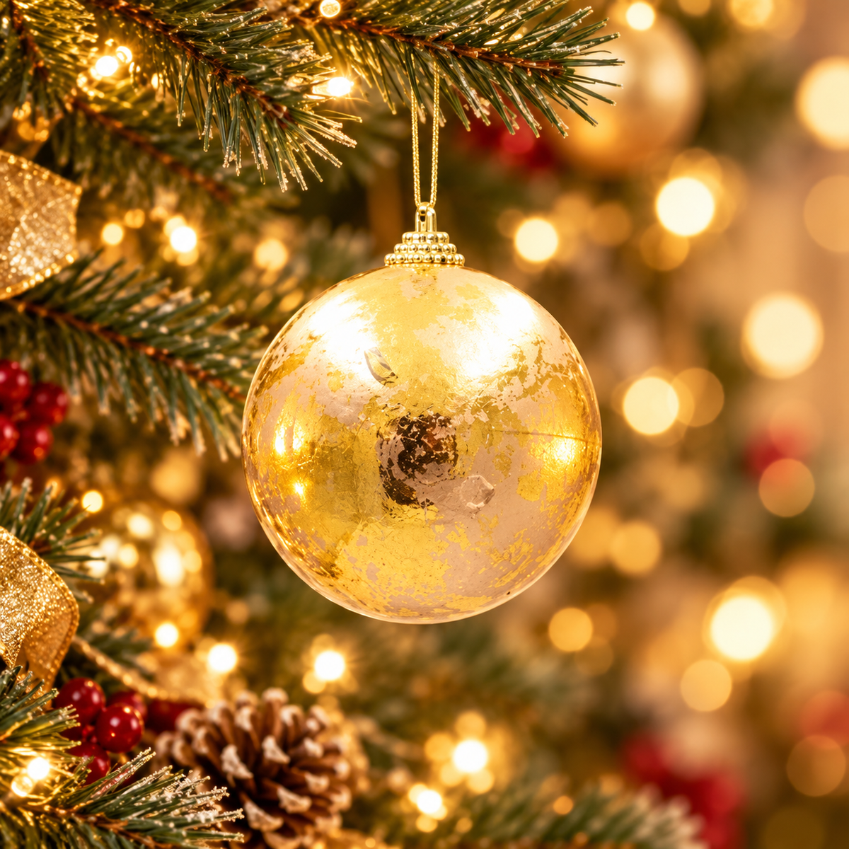 Metallic Gold Foam Christmas Baubles