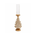 Flocked Tree Candle Holder with Glass