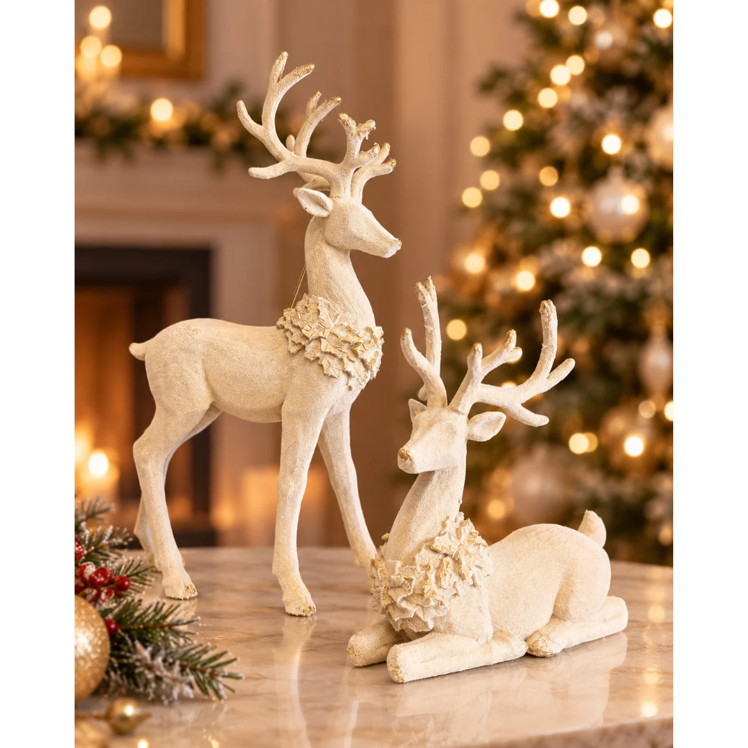 Lying Flocked Reindeer