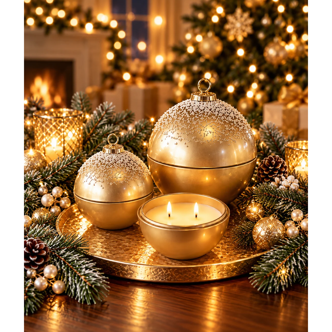 Gold Glass Ball with Candle