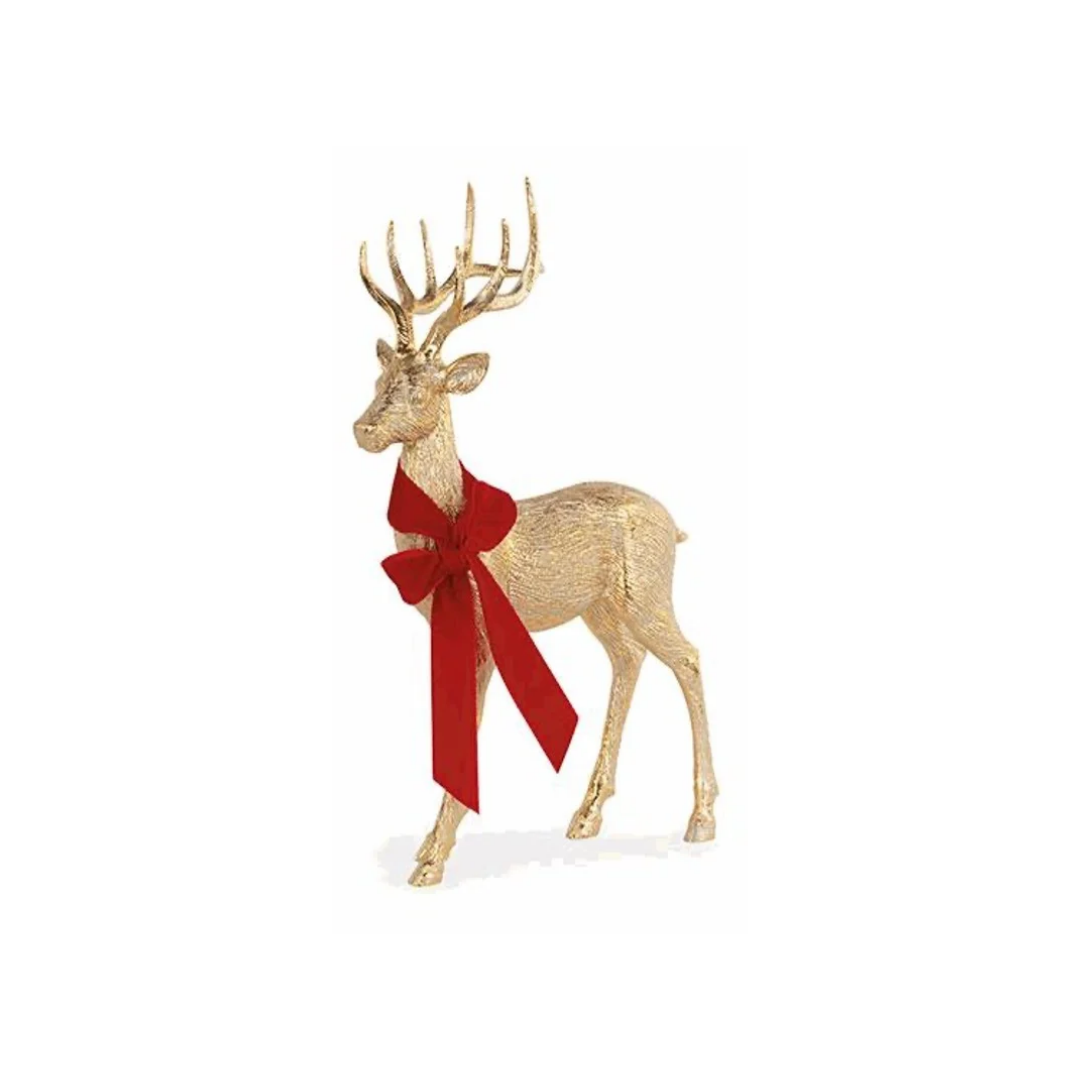 Deer with Burgundy & Green Ribbons