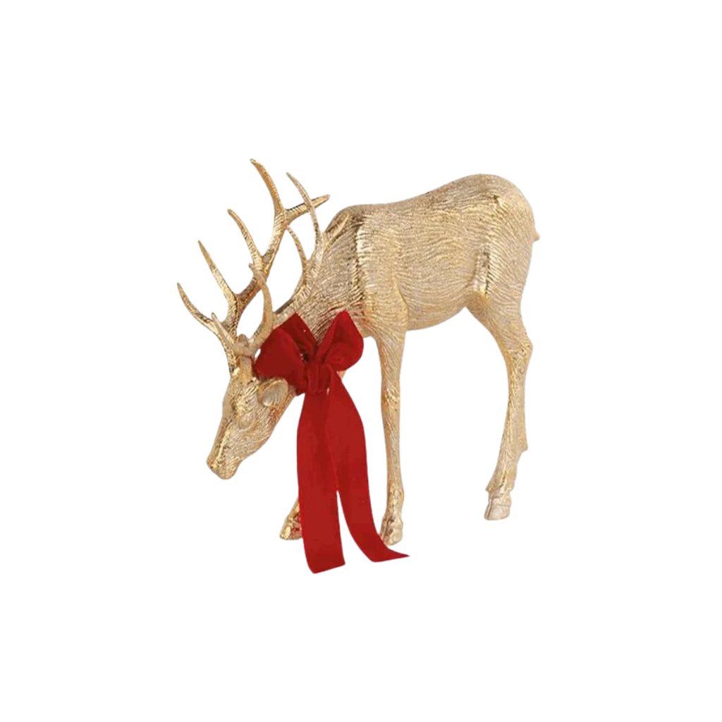 Deer with Burgundy & Green Ribbons