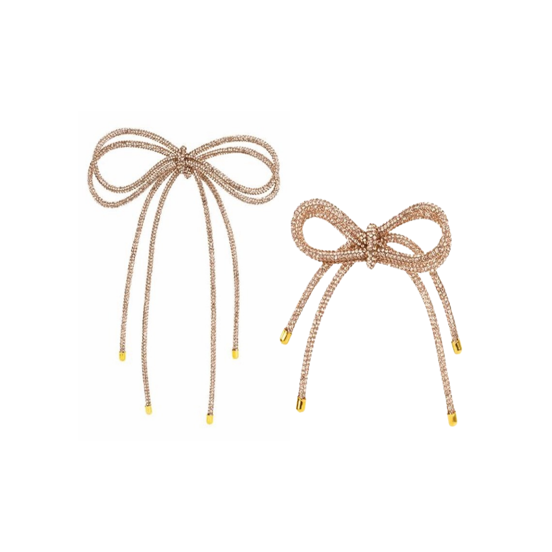 Gold Double Bow with Rhinestones