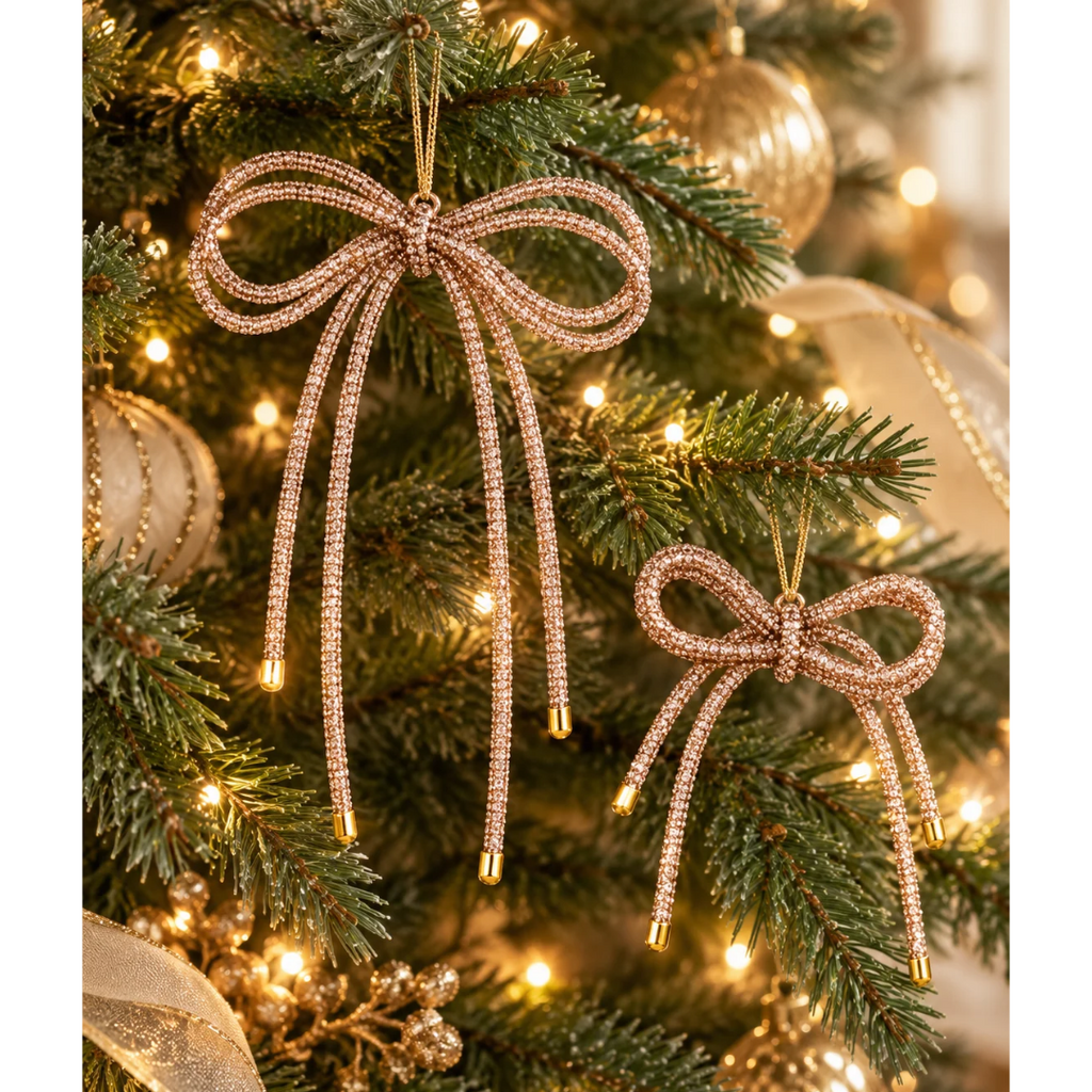 Gold Double Bow with Rhinestones