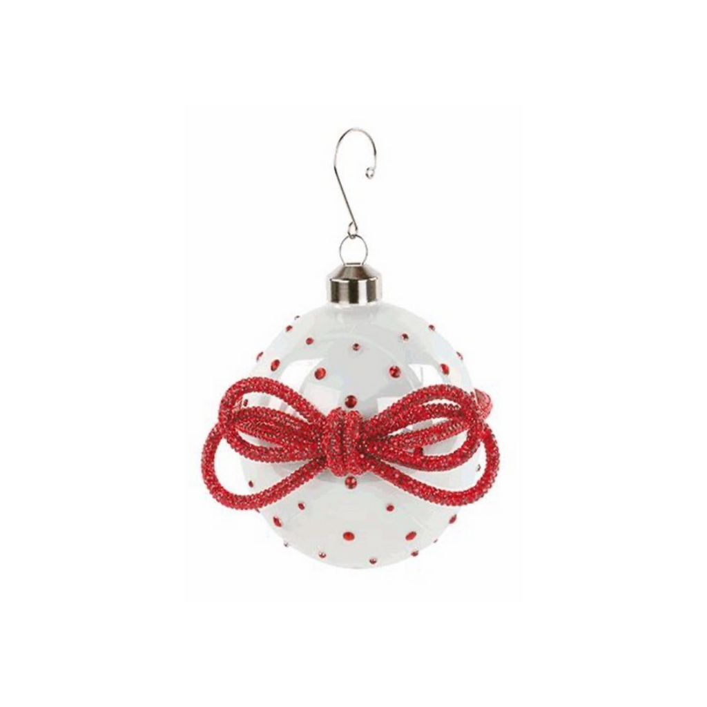 White Bauble with Red Bow