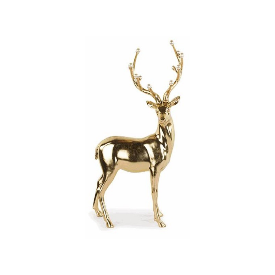 Standing Gold Deer with Pearls