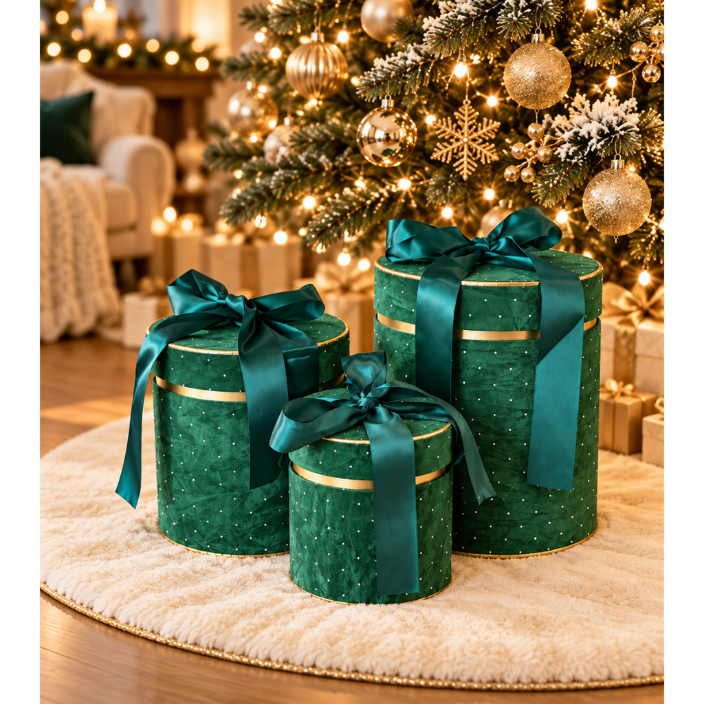 Green Velvet Boxes – Set of 3