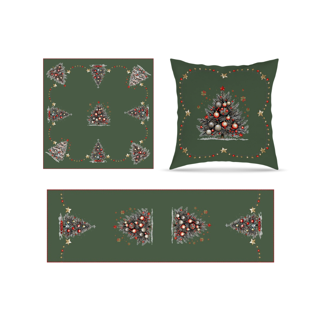 ASSIA 01 GREEN - Embroidered Table Linen Collection