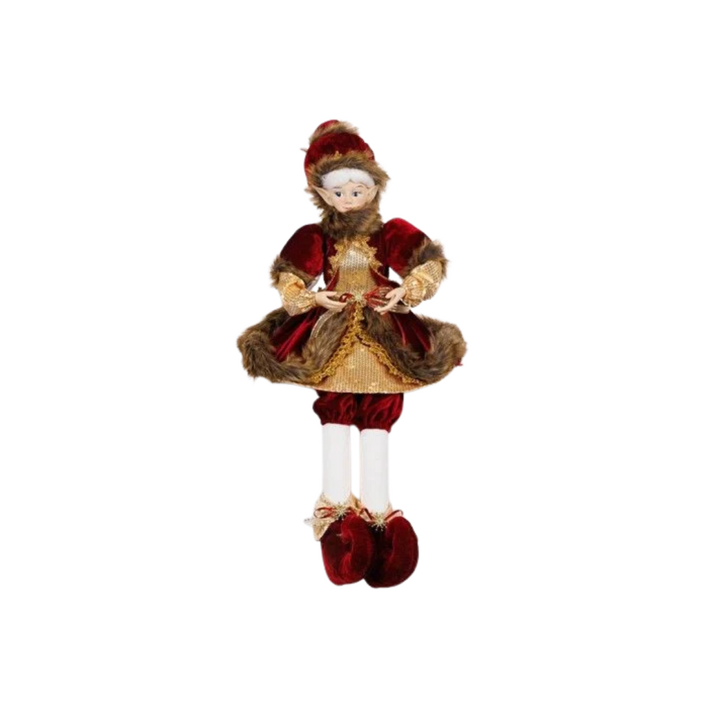 Christmas Elf in Burgundy Outfit