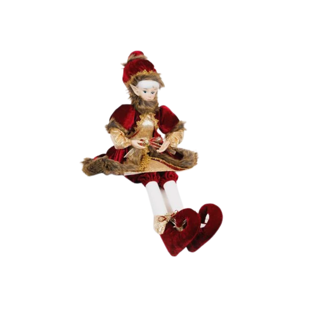 Christmas Elf in Burgundy Outfit