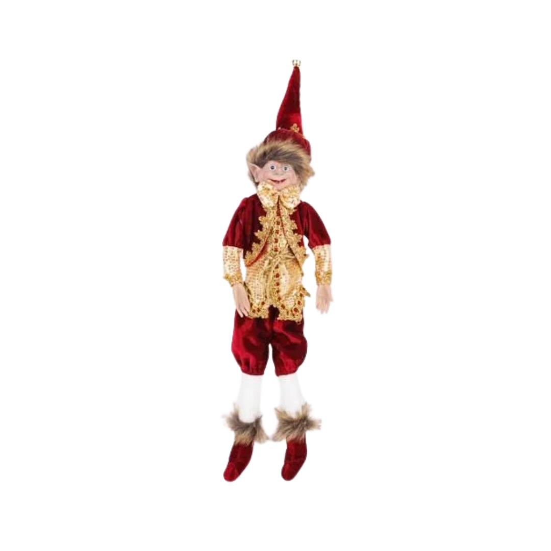 Christmas Elf in Burgundy Outfit