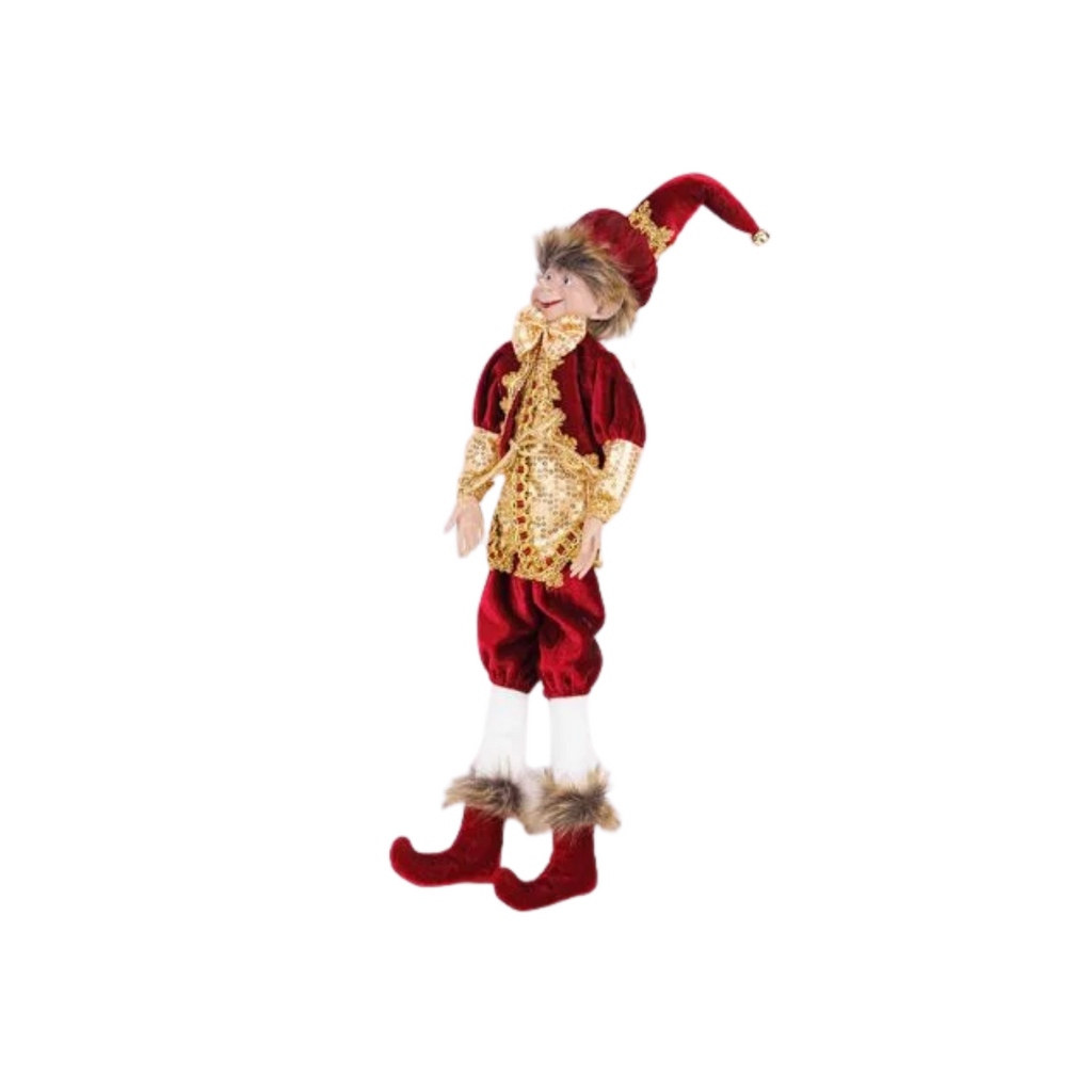 Christmas Elf in Burgundy Outfit