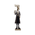 Polyresin Regal Reindeer in Brown Attire with Gift