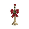 Polyresin Candle Holder with Red & Gold Bow