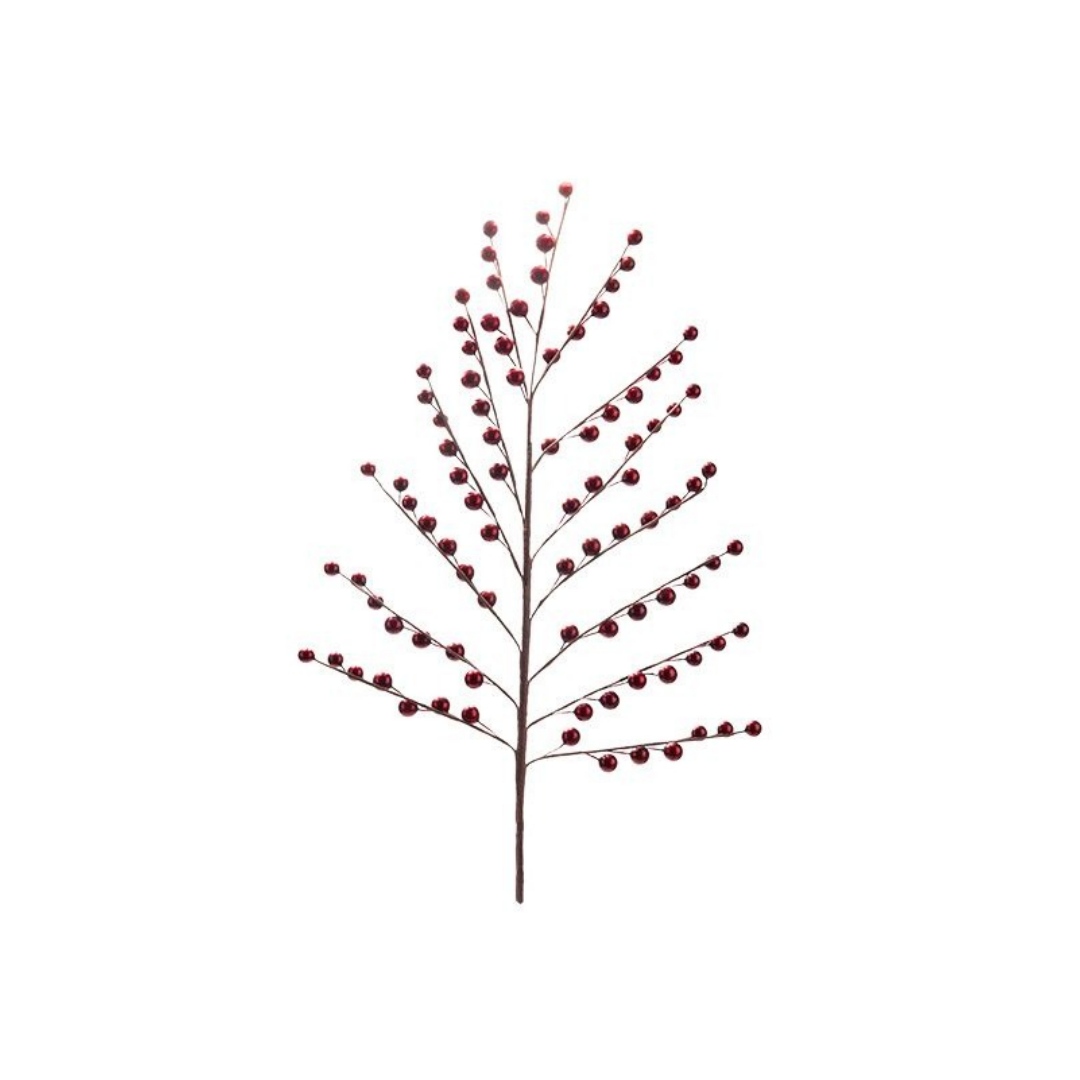 Dense Metallic Burgundy Berry Branch