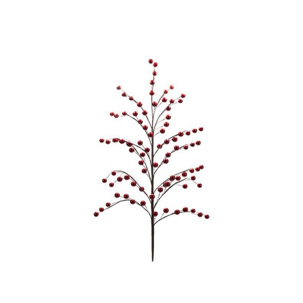Dense Metallic Red Berry Branch