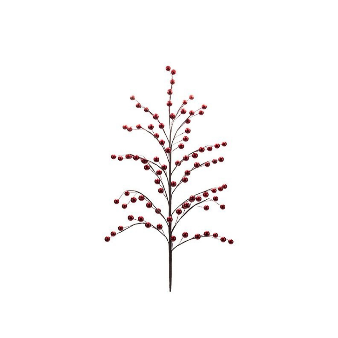 Dense Metallic Red Berry Branch
