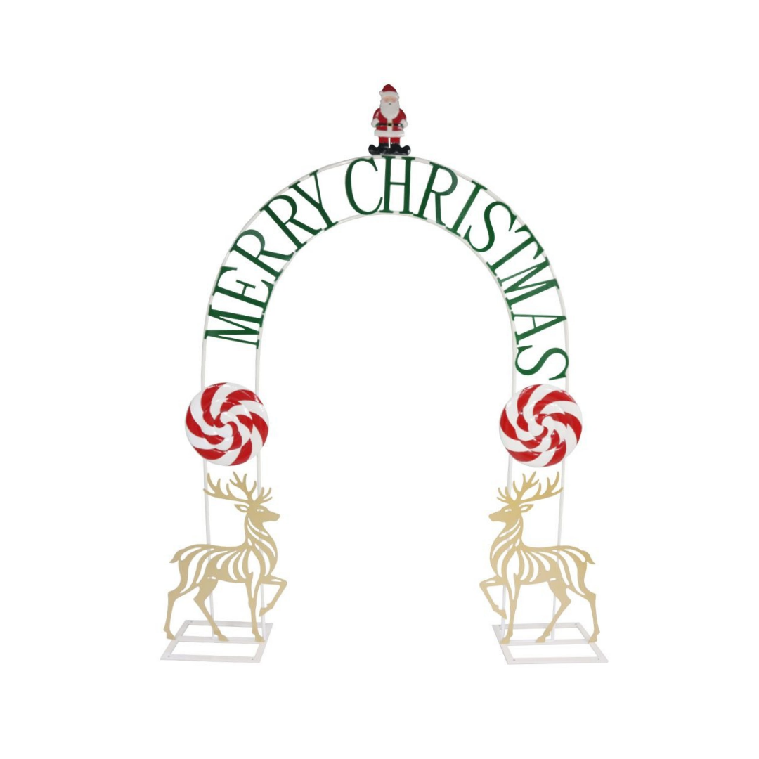 Metal Arch with Gold Reindeer & Candy Decorations