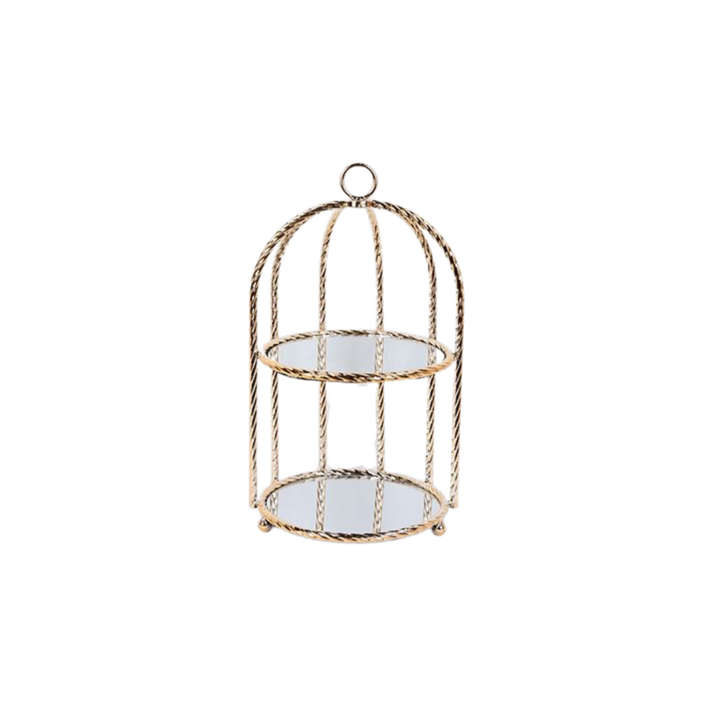 Gold Metal Cake Stand with Mirror