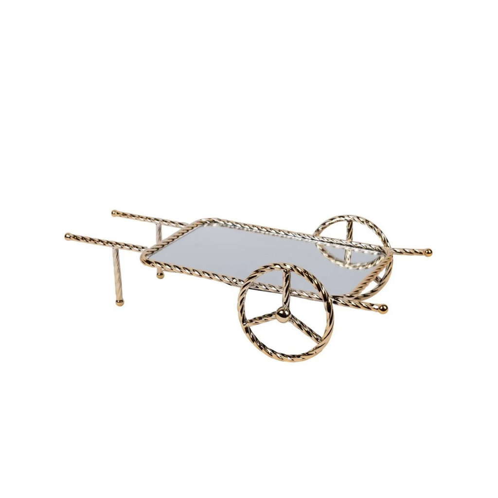 Gold Metal Tray with Mirror