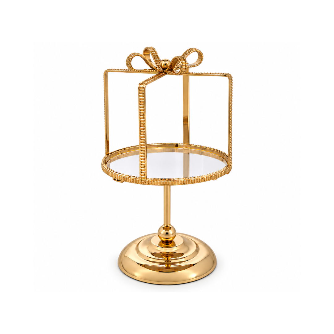 Gold Metal Candle Holder with Glass