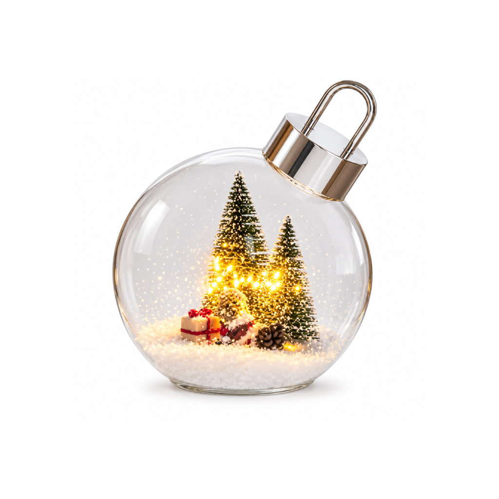 Clear Glass Christmas Bauble with LED Lights