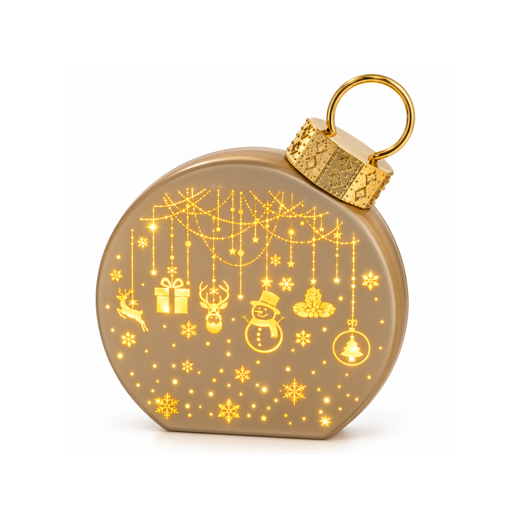 Gold Glass Christmas Bauble with Warm LED Light