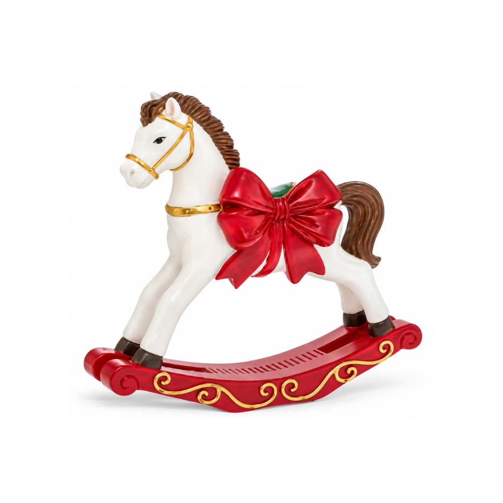 White Polyresin Rocking Horse
