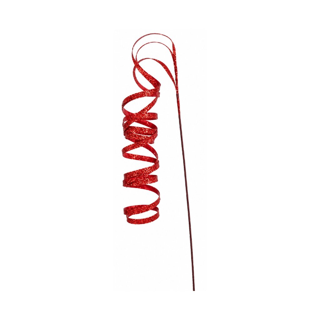 Red Glitter Twisted Christmas Stem