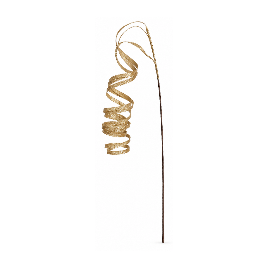 Gold Glitter Twisted Christmas Stem