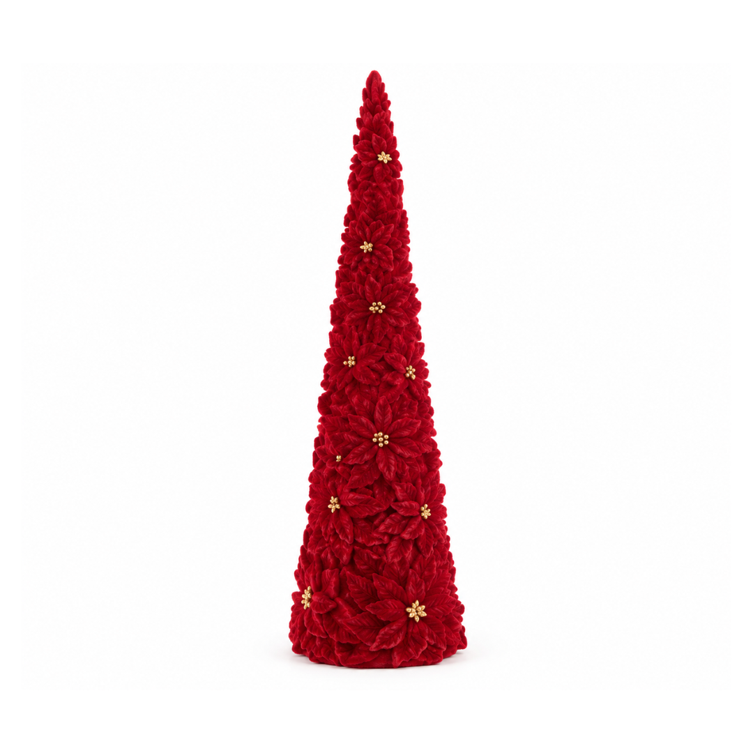 Red Flocked Polyresin Christmas Tree
