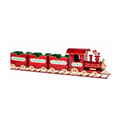 Red Metal Christmas Train on Tracks