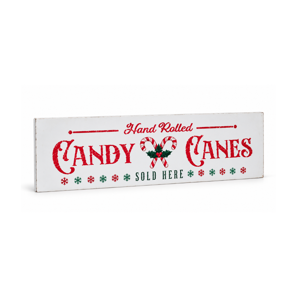 White Metal Christmas Candy Sign