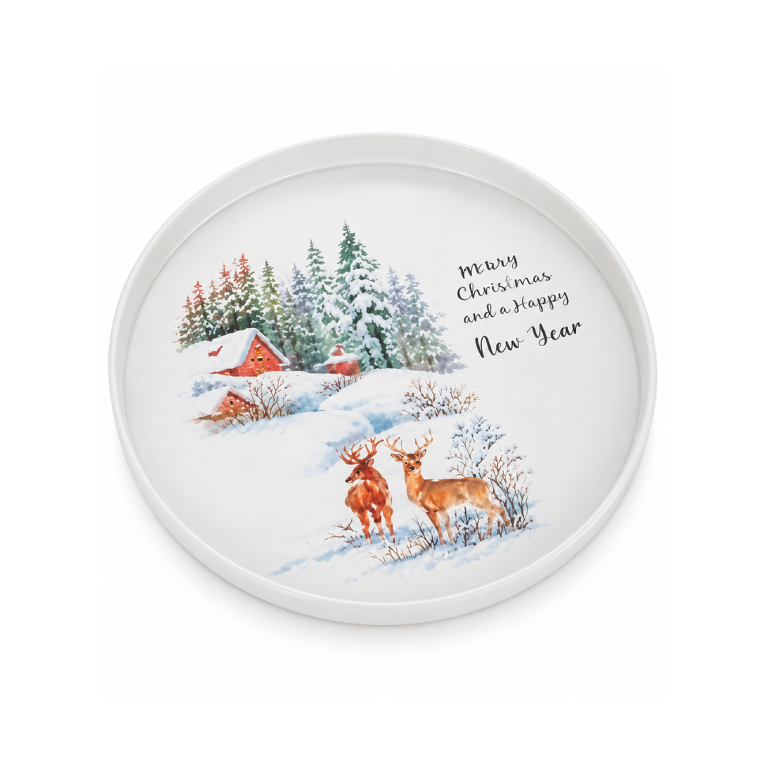 White Iron Round Christmas Decoration