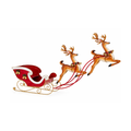 Red Metal Sleigh with Two Flying Metal Reindeer