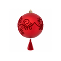 Matte Red Plastic Christmas Bauble with Red Tassel