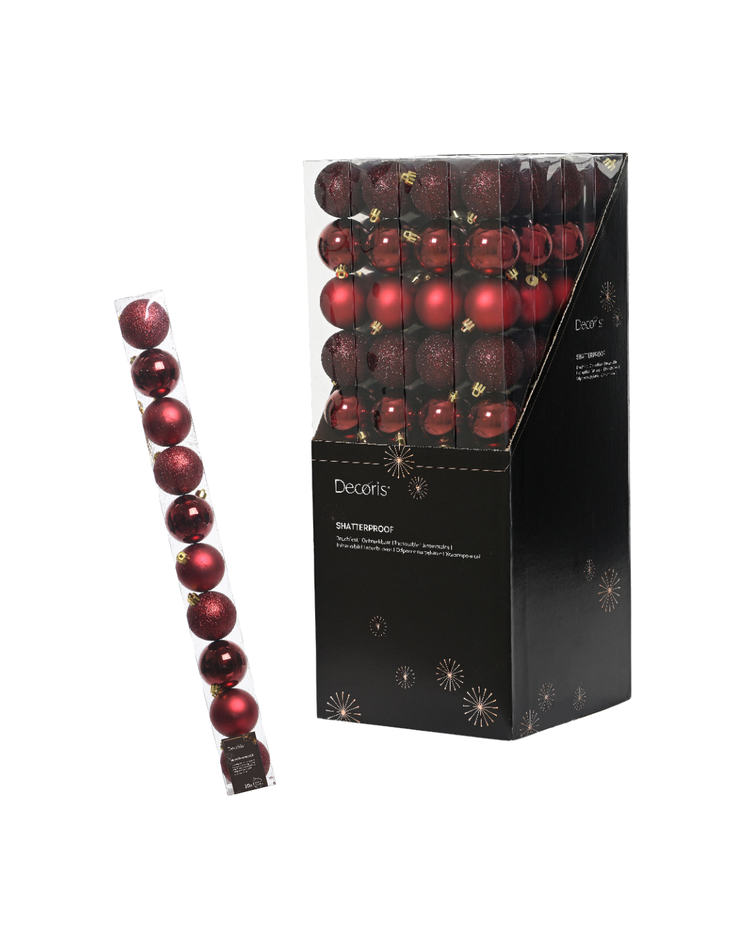 Polystyrene baubles Burgundy 020173