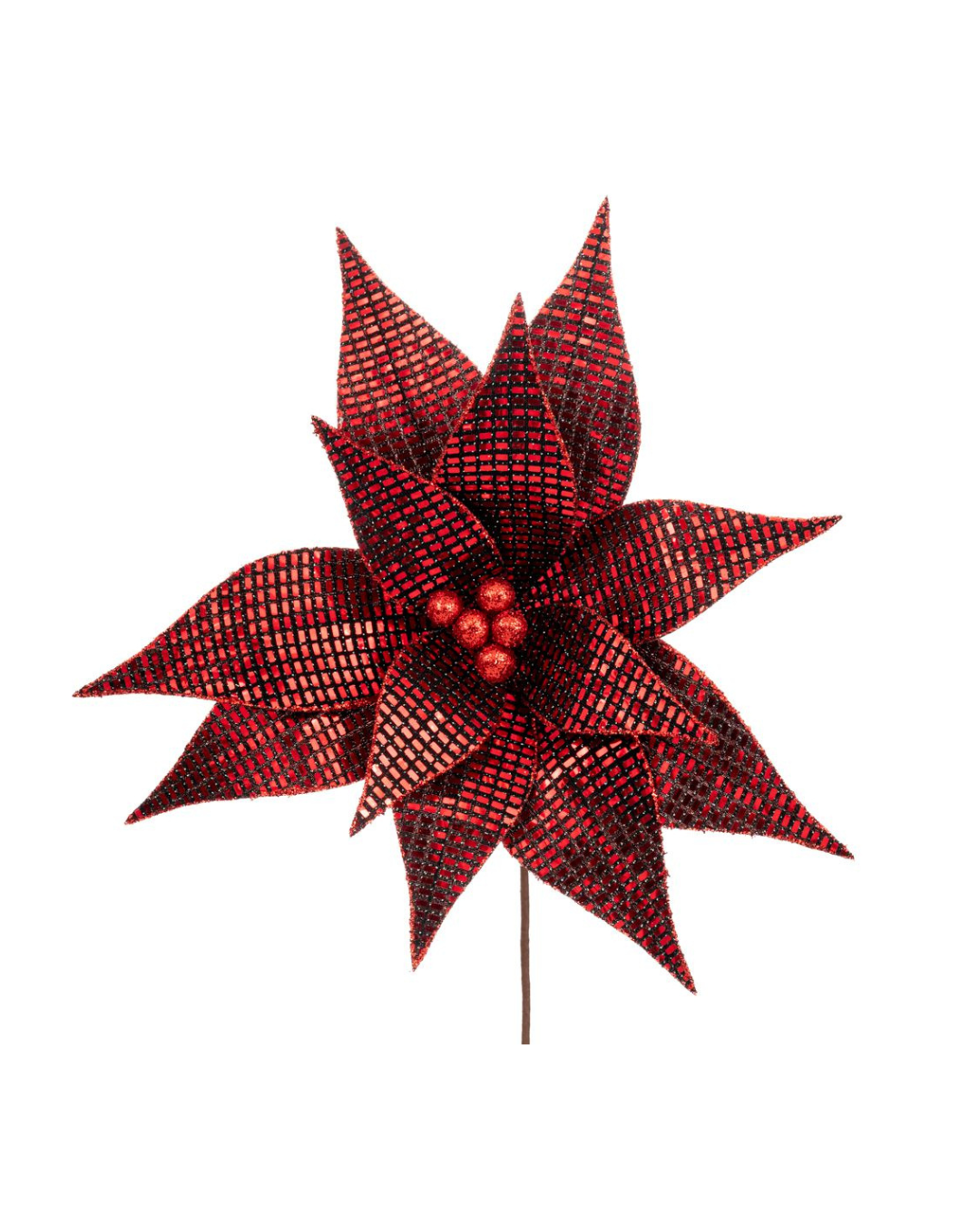 Burgundy Poinsettia Branch With Mirror Effect 91432