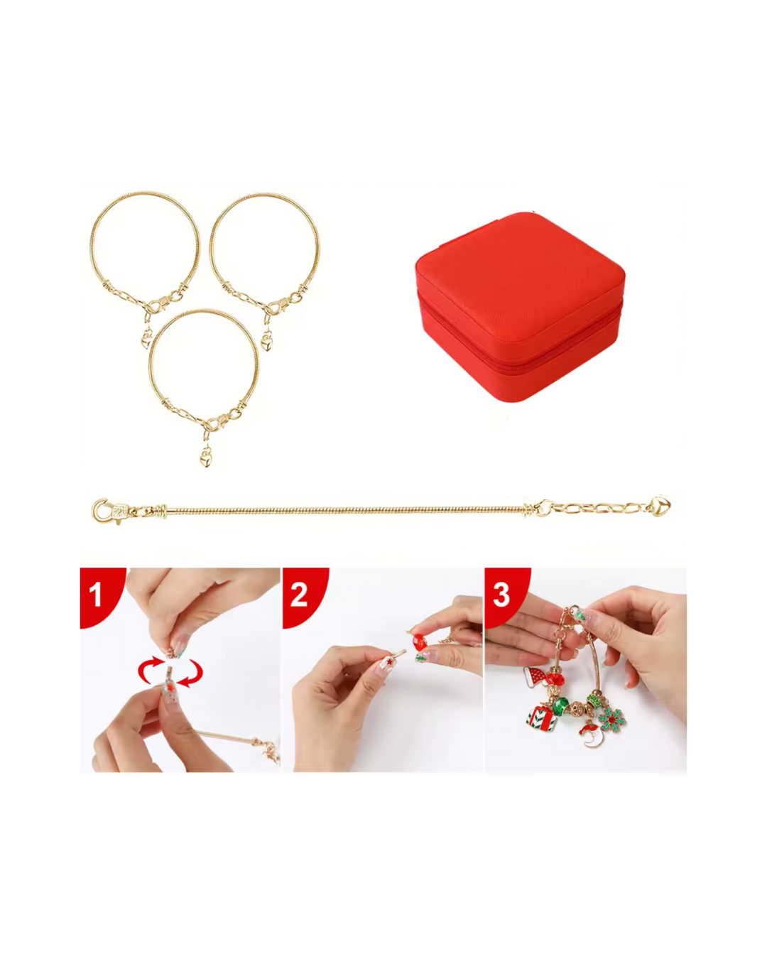 46pcs Christmas Beaded Bracelet Set with Storage Box F25-18