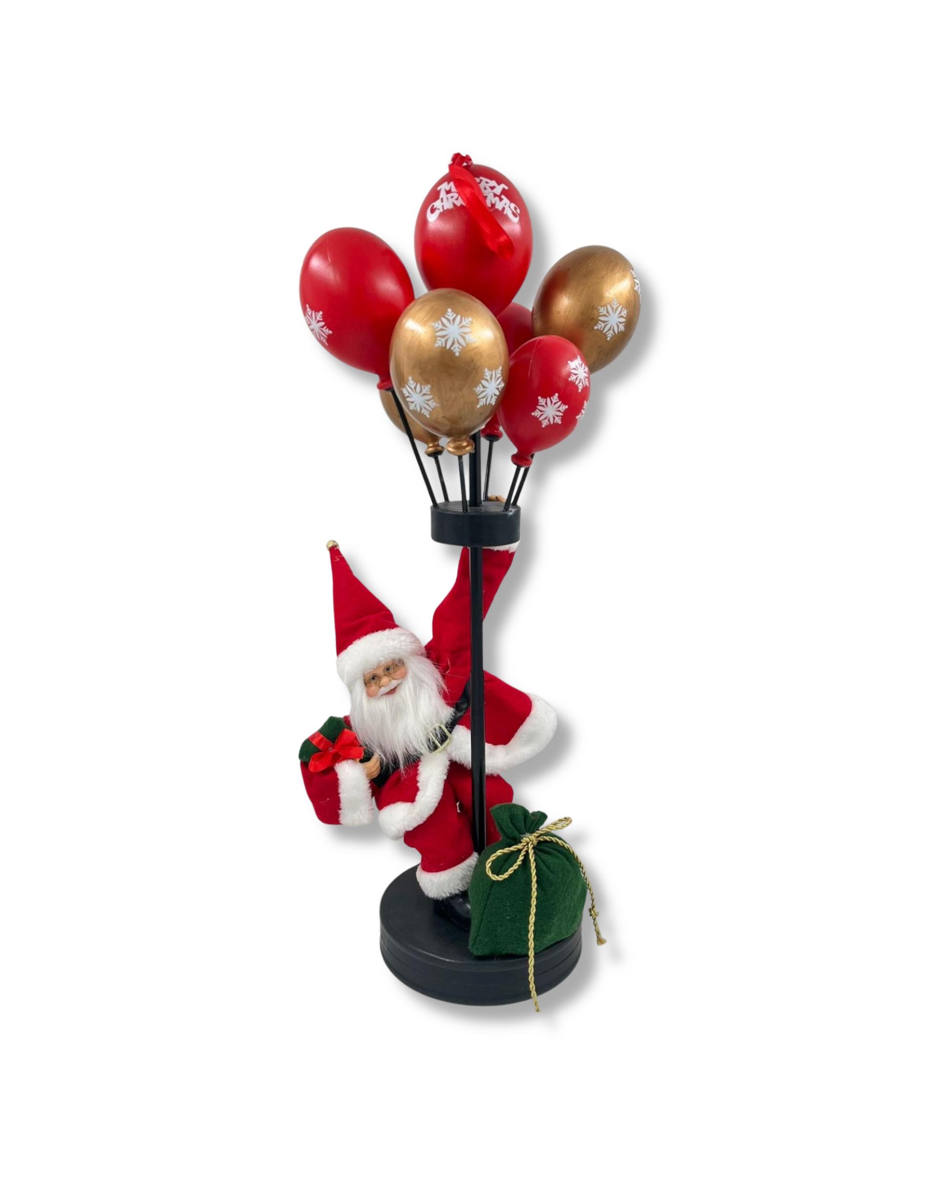 Red and Gold Balloon with Santa and Collapsible Stick
