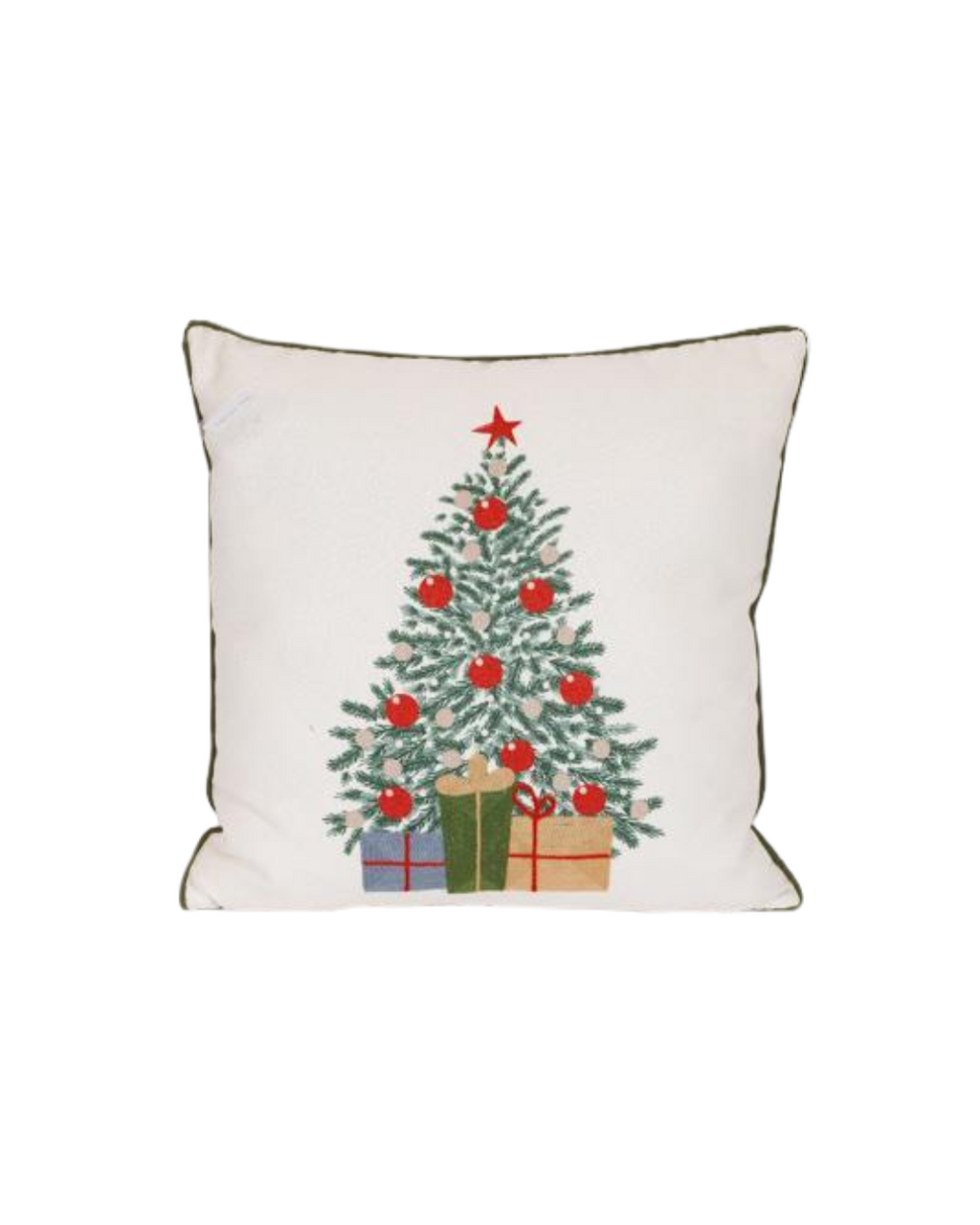 Pillow, White With Green Christmas Tree
