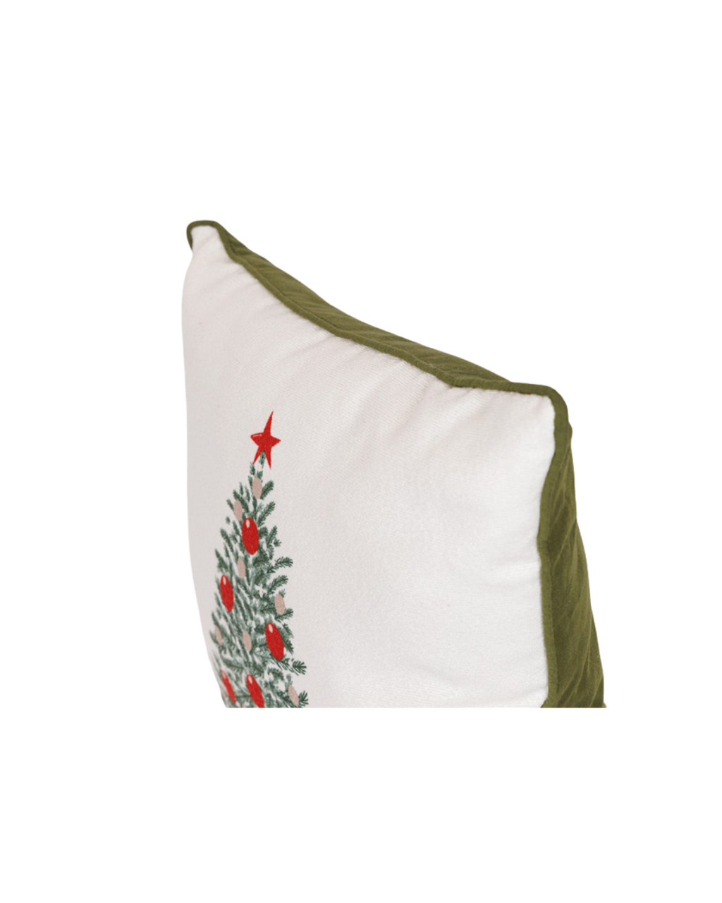 Pillow, White With Green Christmas Tree